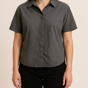 COS Gray Short Sleeve Button-Up Shirt Women’s Size 6 EUR 36 Cotton Blend Minimal
